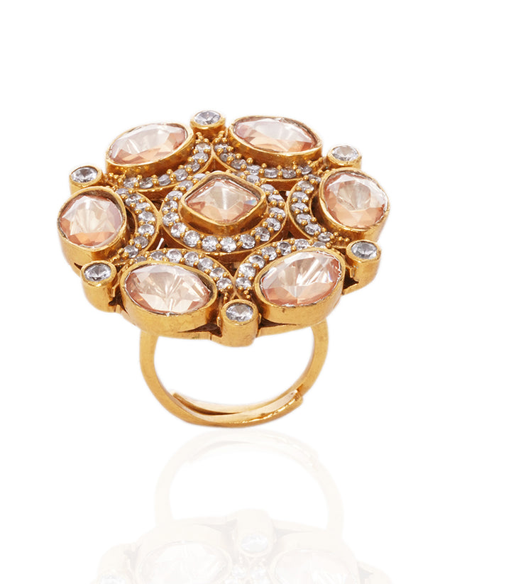 MUSKAN GOLD PLATED MOISSANITE RING