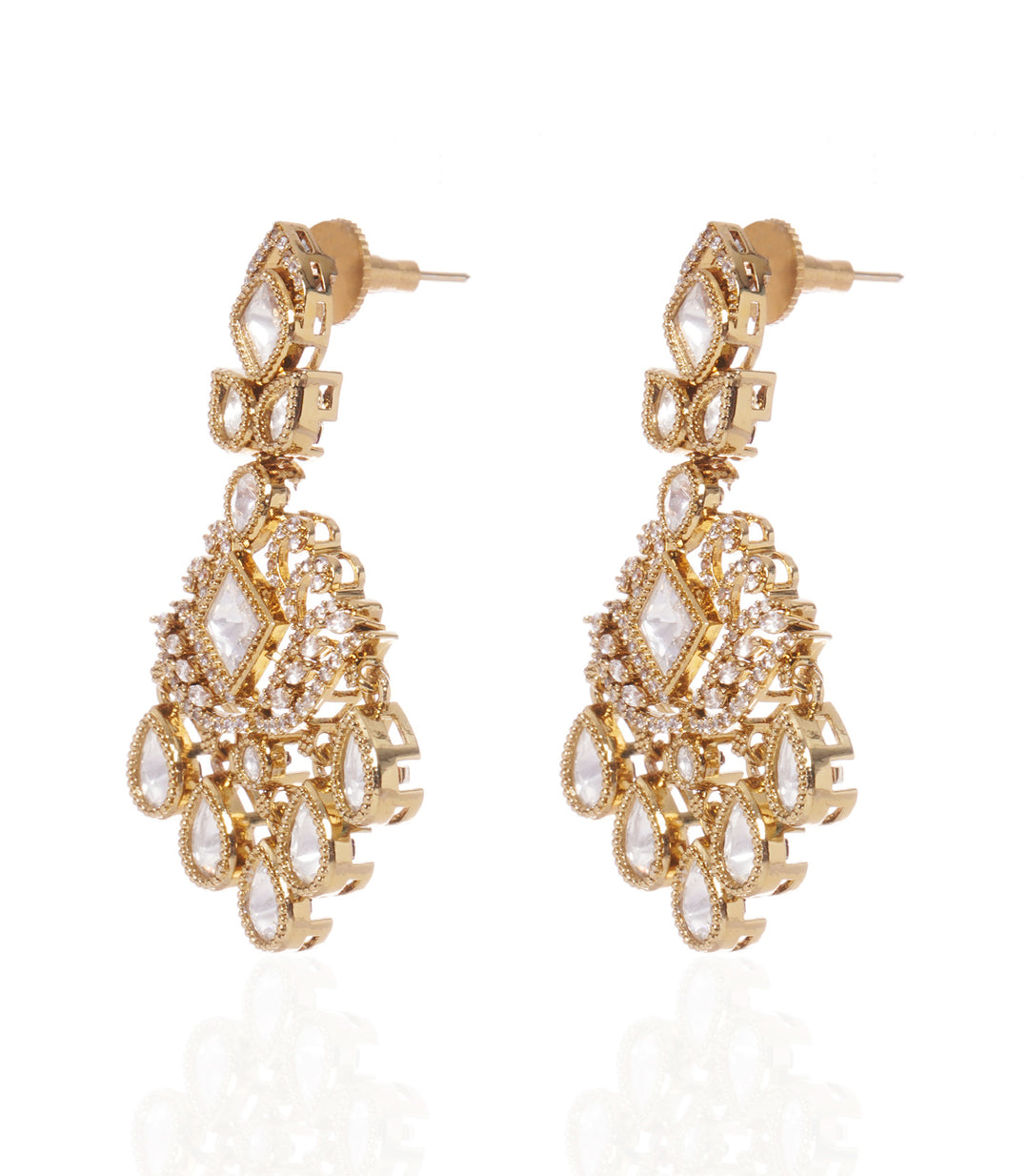 KUSUMA ANTIQUE FINISH POLKI STATEMENT EARRING