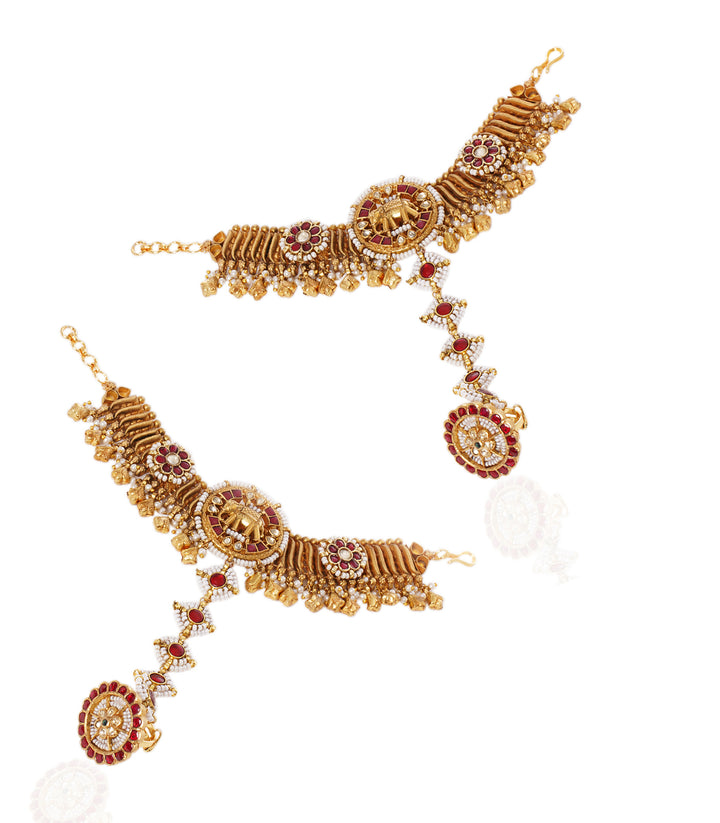 HEMAKANTI RED & GREEN  KUNDAN HATHPHOOL