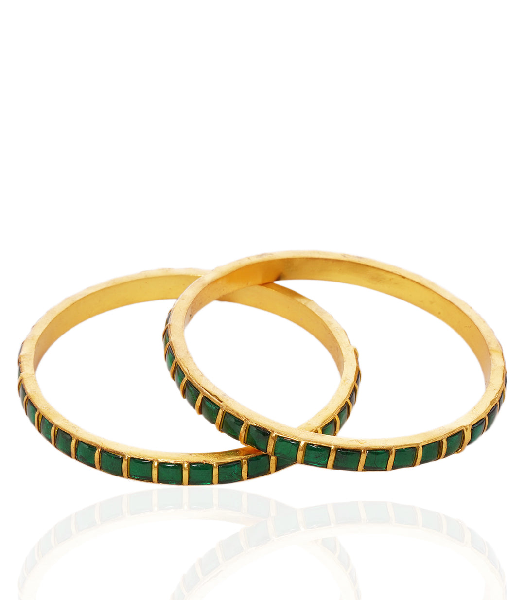 AHVI GREEN KUNDAN BANGLES