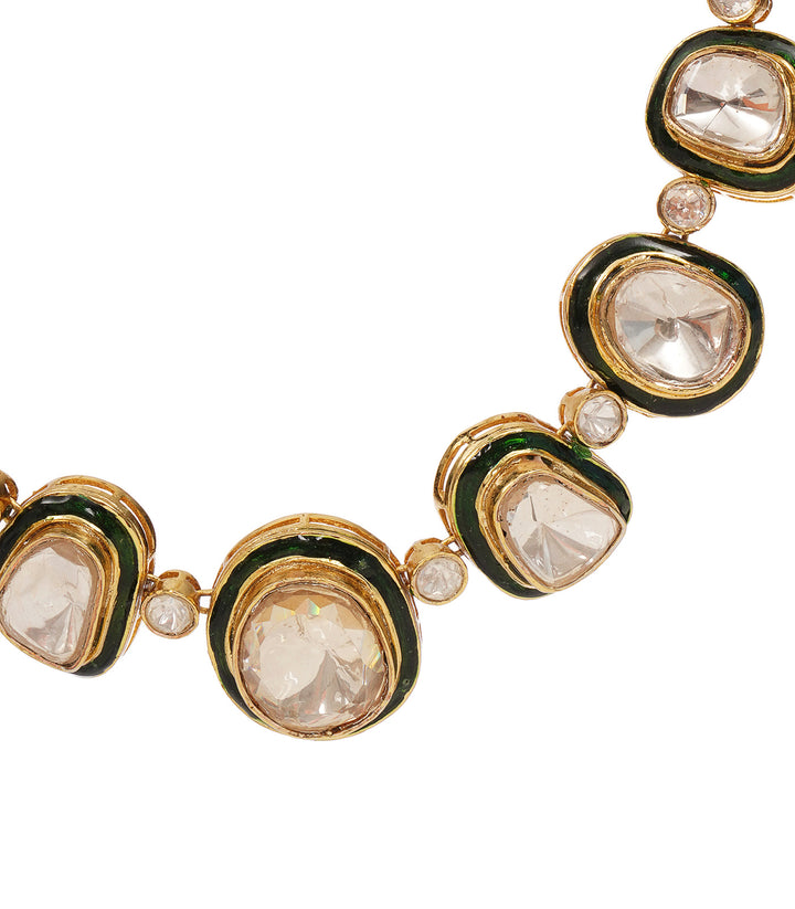 INAAYA GREEN POLKI NECKLACE SET