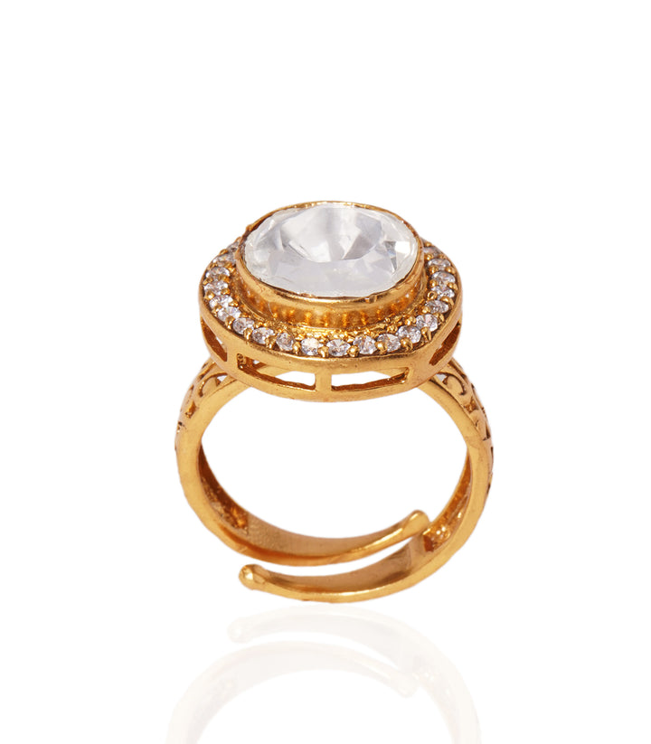 DAYITA GOLD PLATED  POLKI RING