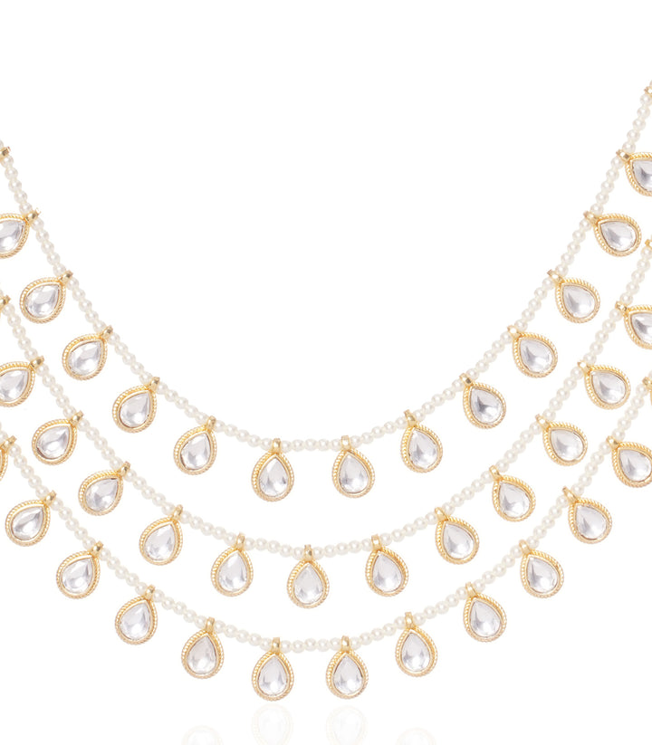 MEDHA WHITE POLKI LONG NECKLACE SET