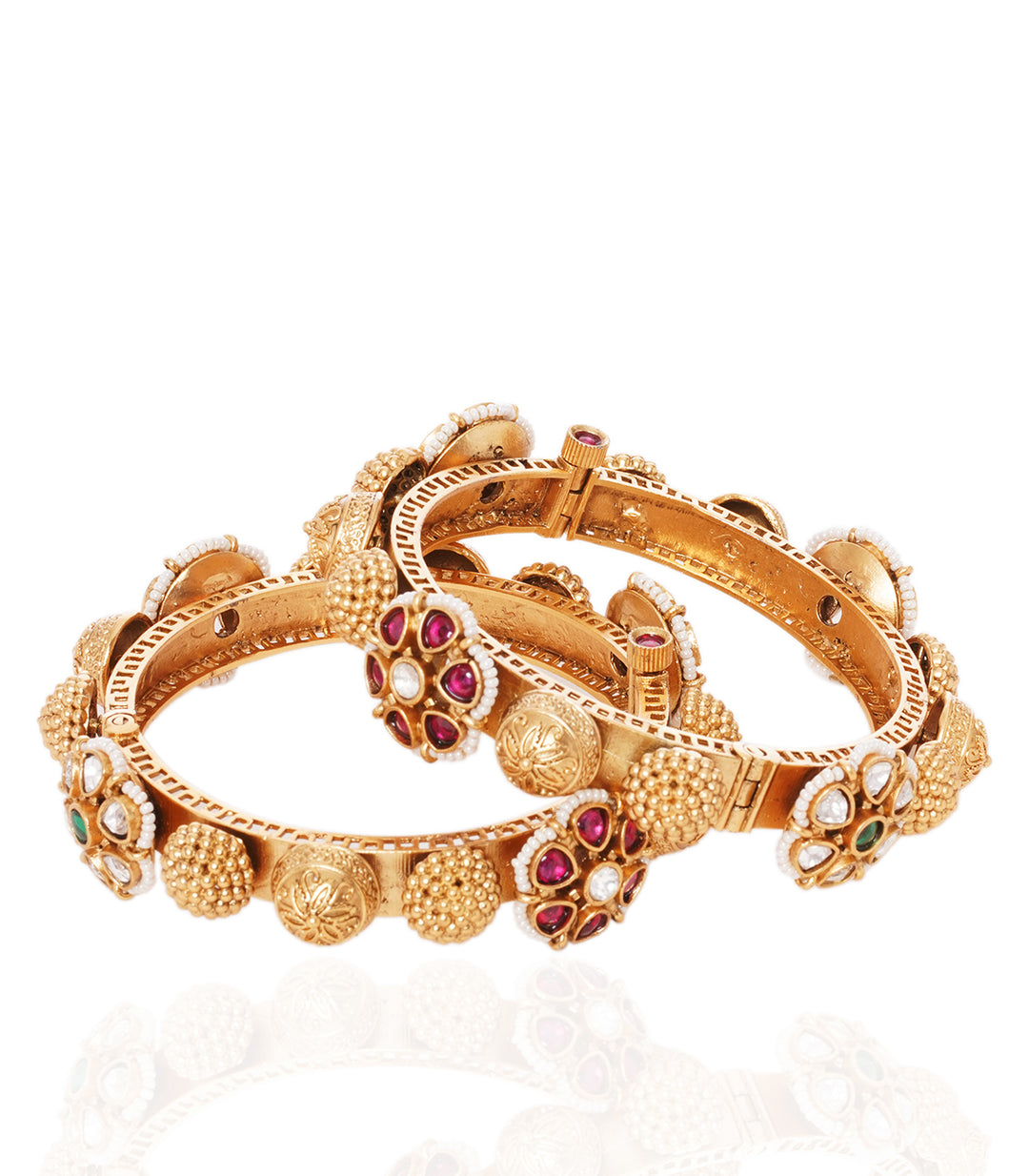 LAKSHITA RED & GREEN  KUNDAN BANGLES