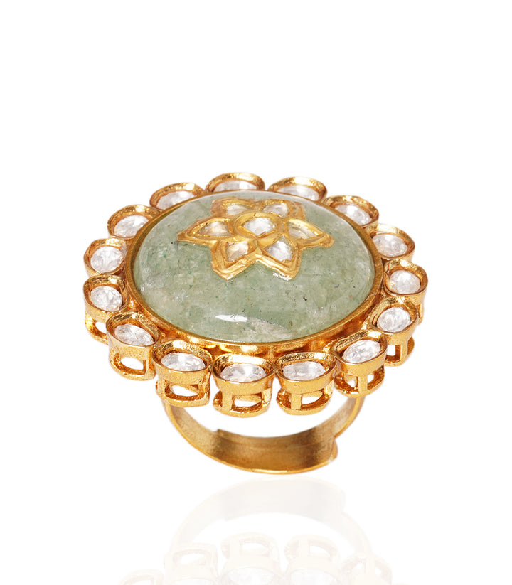 CHANDRIKA MINT KUNDAN RING