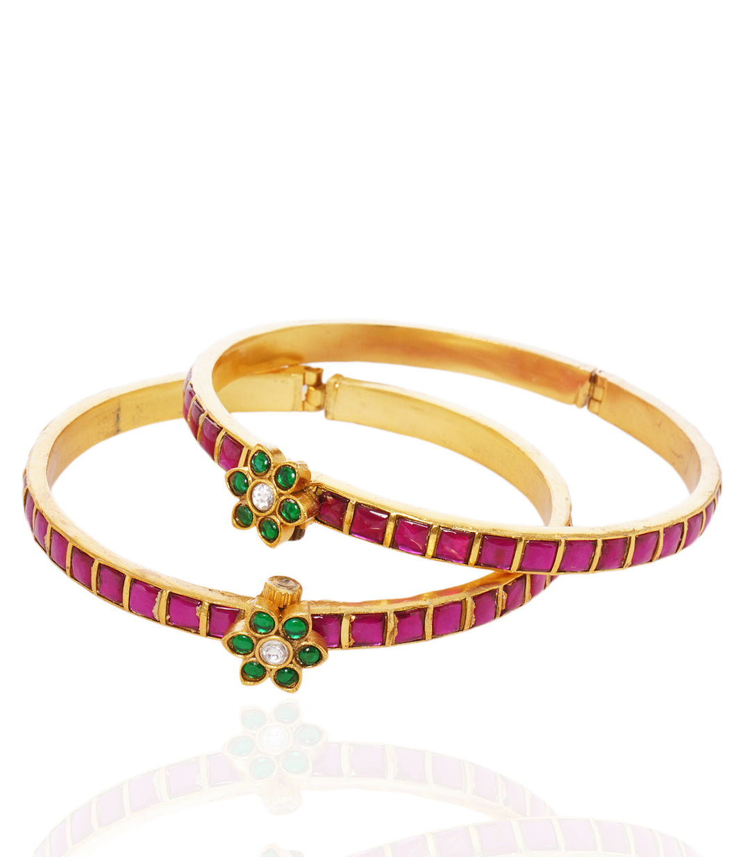 TANYA RED & GREEN  KUNDAN BANGLES