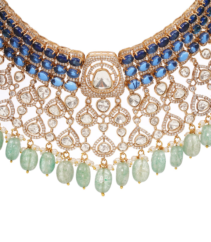 LEKHA BLUE POLKI NECKLACE SET