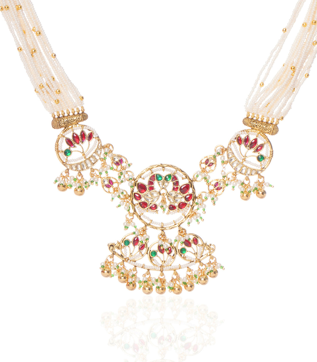 HRITIKA RED & GREEN  KUNDAN NECKLACE SET