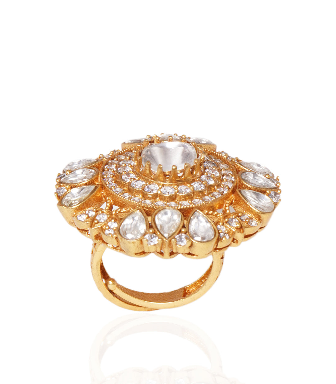 VARNIKA GOLD PLATED MOISSANITE RING