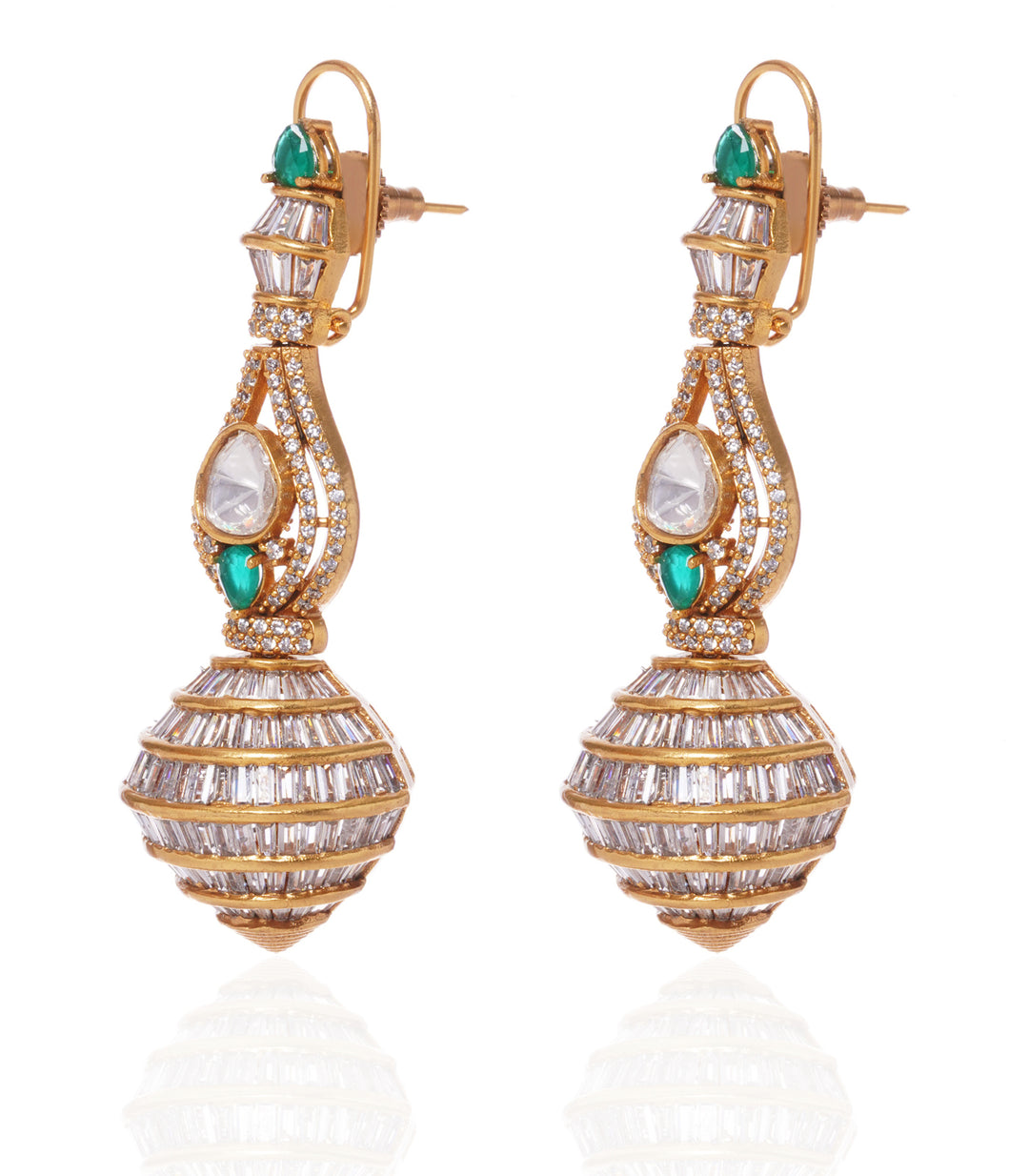 SANDHYA GREEN ZIRCON STATEMENT EARRING