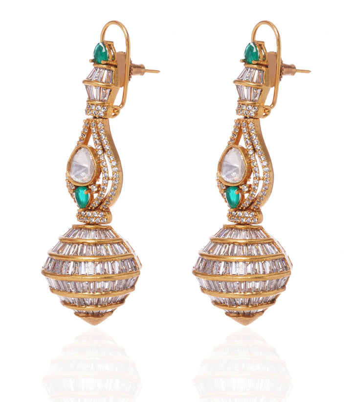 SANDHYA GREEN ZIRCON STATEMENT EARRING