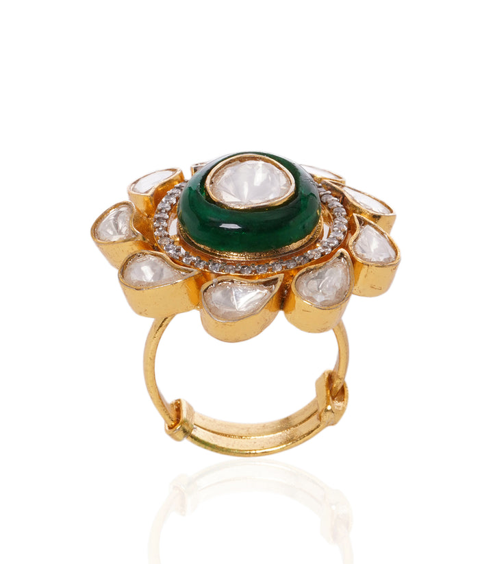 HEJAL GREEN POLKI RING