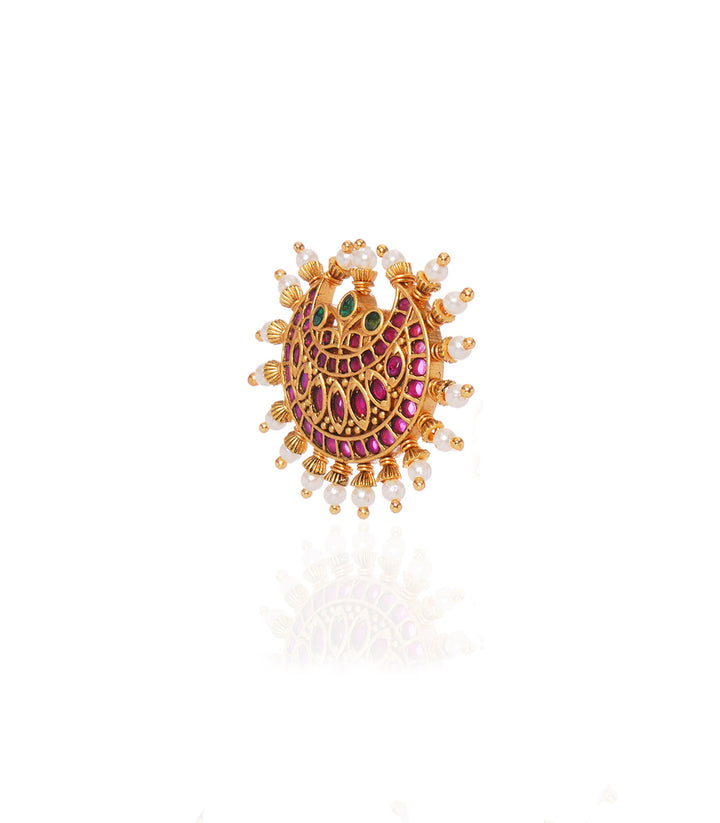 GARIMA RED & GREEN  KUNDAN RING