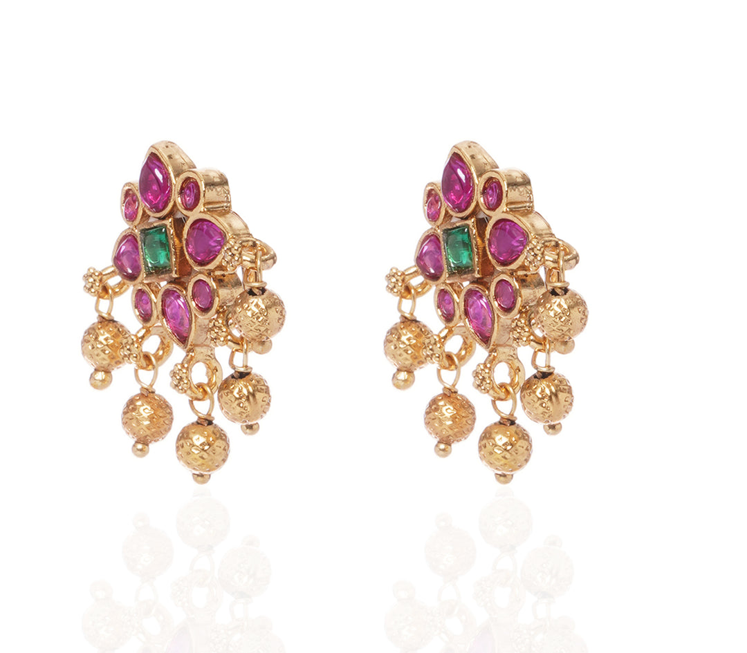 NAINA RUBY & GREEN ONYX  STUD