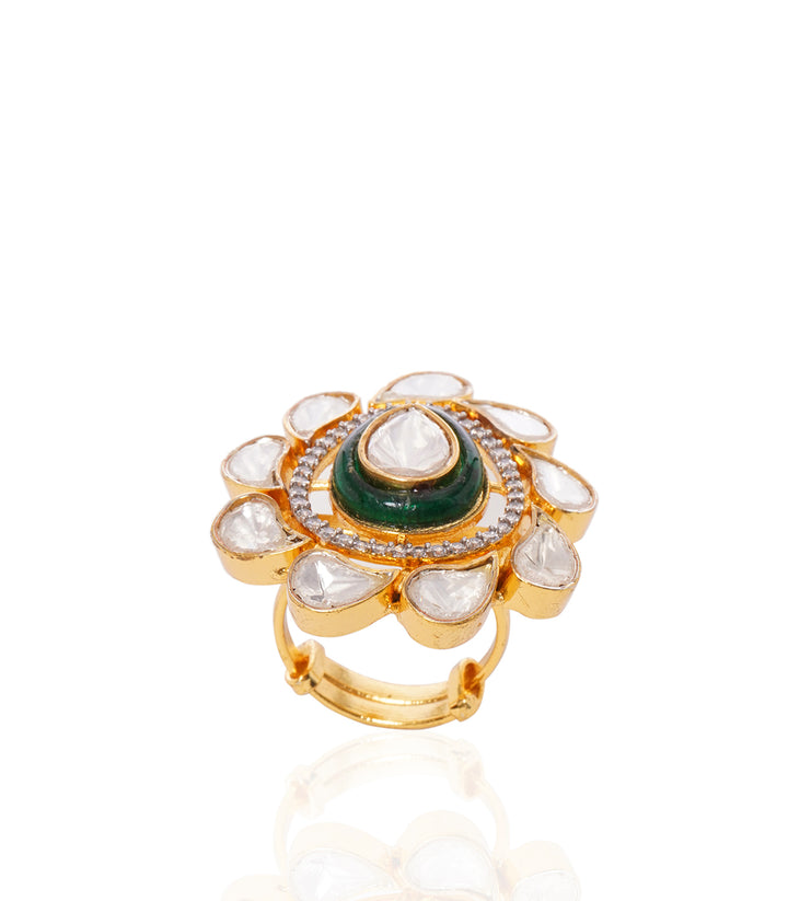 AMANI GREEN POLKI RING