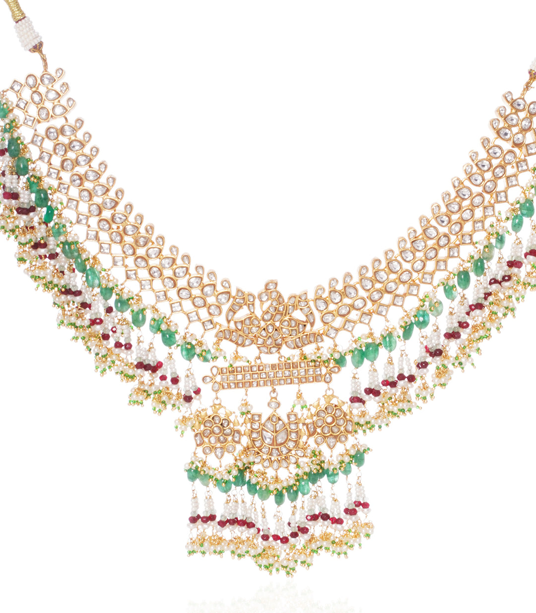 KAVYA RED & GREEN MAHEEM JADAU NECKLACE SET