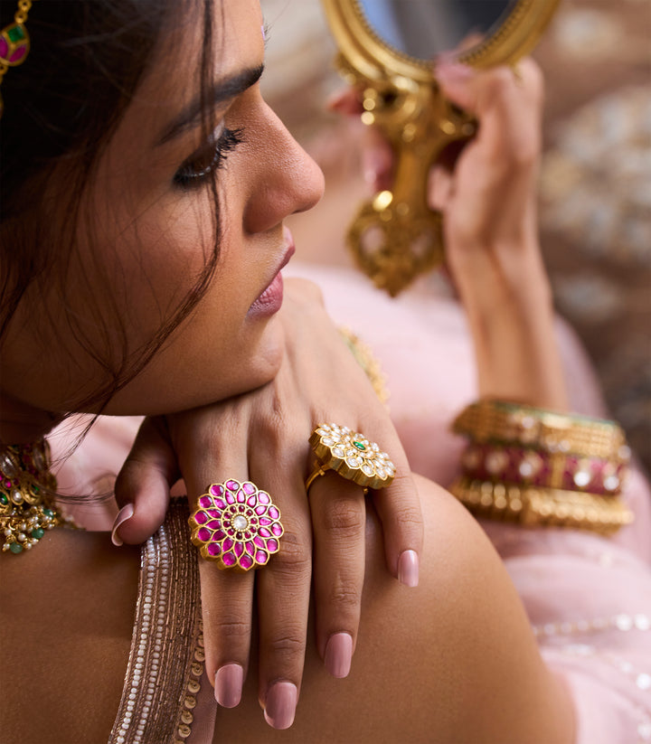 BHUMI RED KUNDAN RING