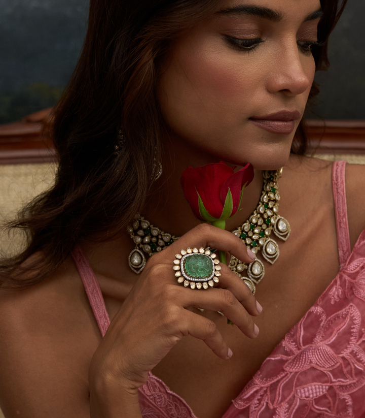 GAURIKA GREEN MOISSANITE RING