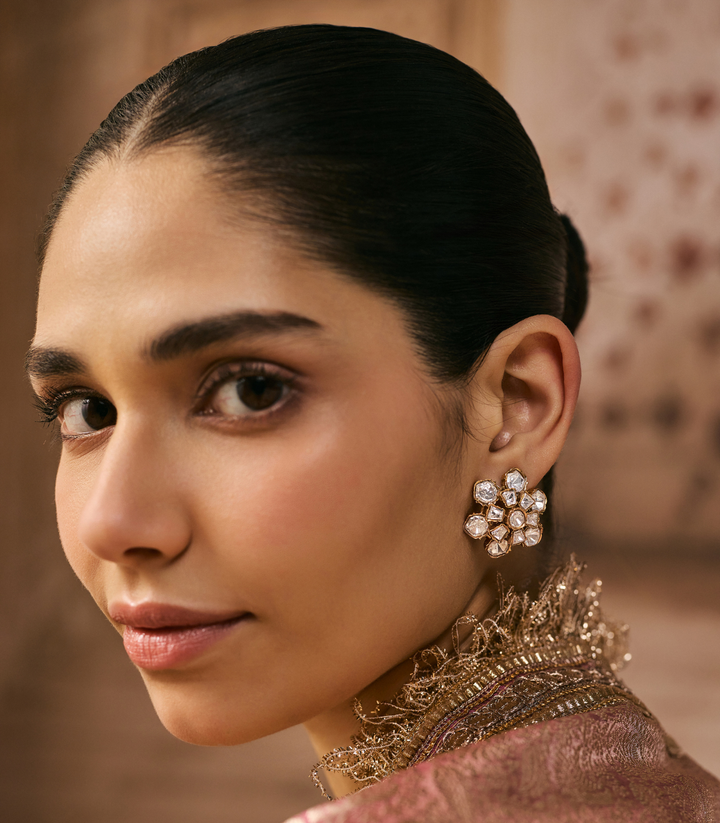 CHANDRIKA GOLD PLATED POLKI STUD