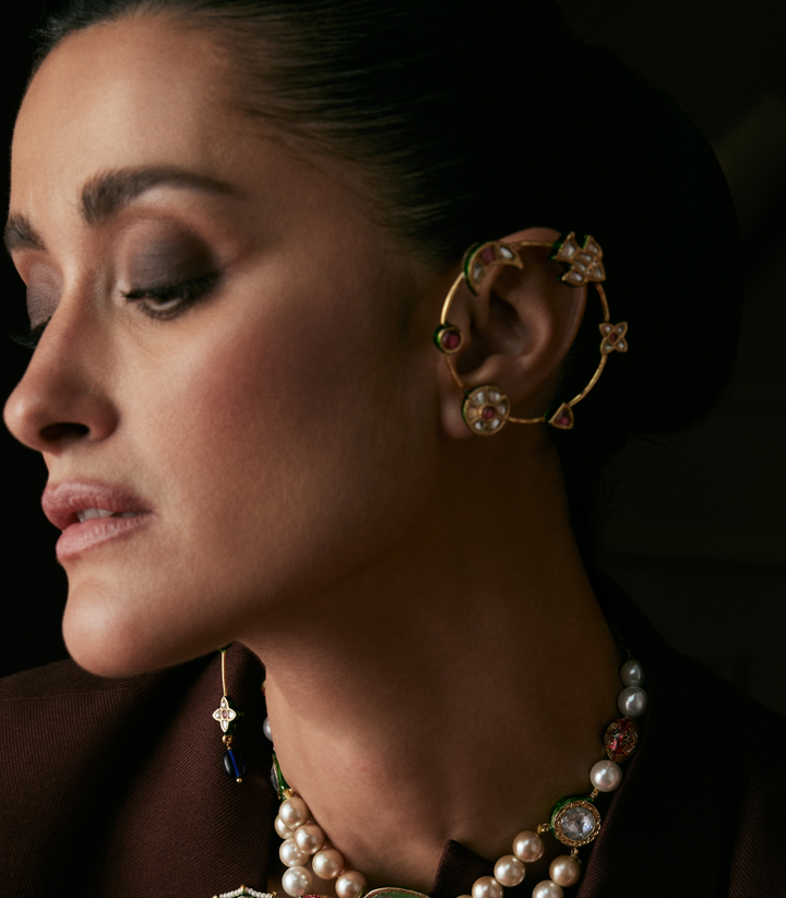 JOSHI RED & GREEN KUNDAN STATEMENT EARRING