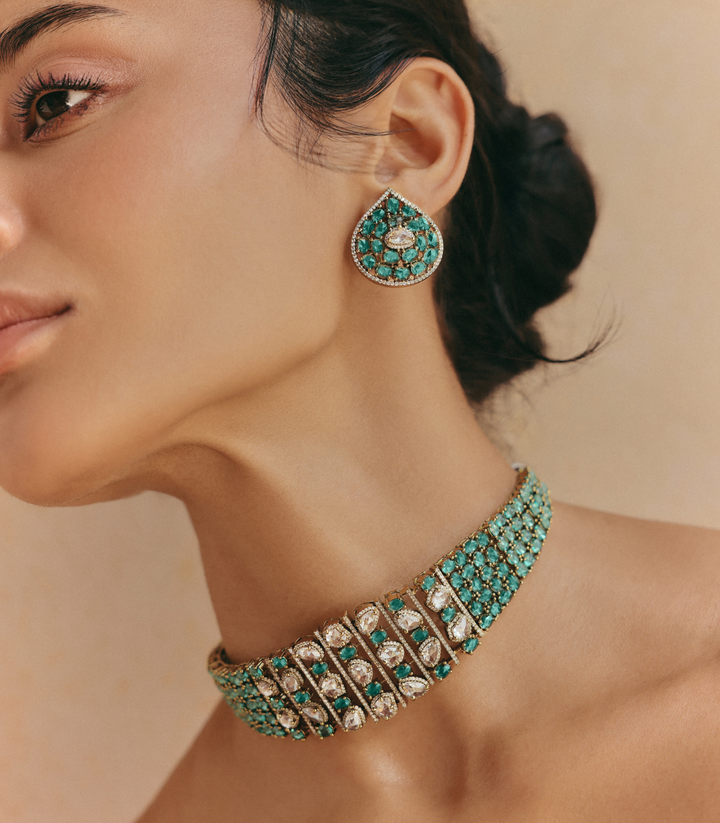 HARITA GREEN ZIRCON NECKLACE SET
