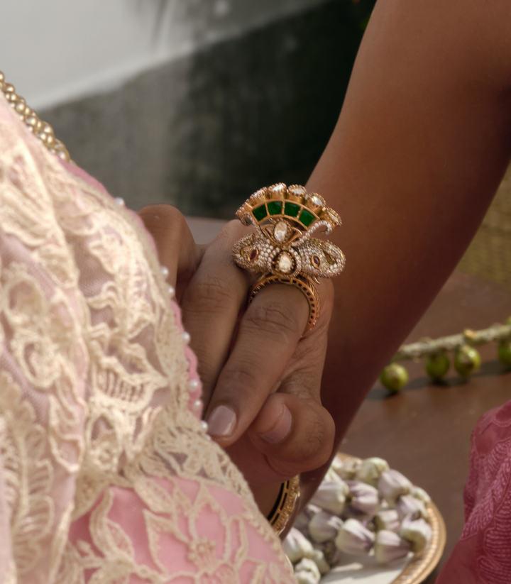 MAHI GREEN POLKI RING