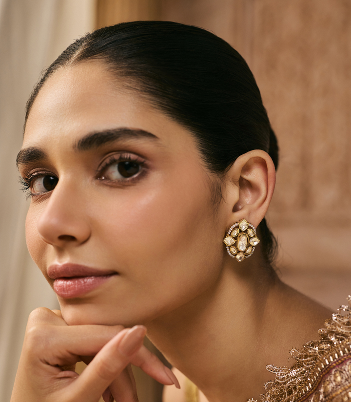 DHANYA GOLD PLATED POLKI STUD