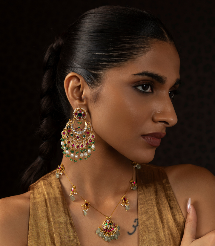 ASHA GREEN KUNDAN NECKLACE