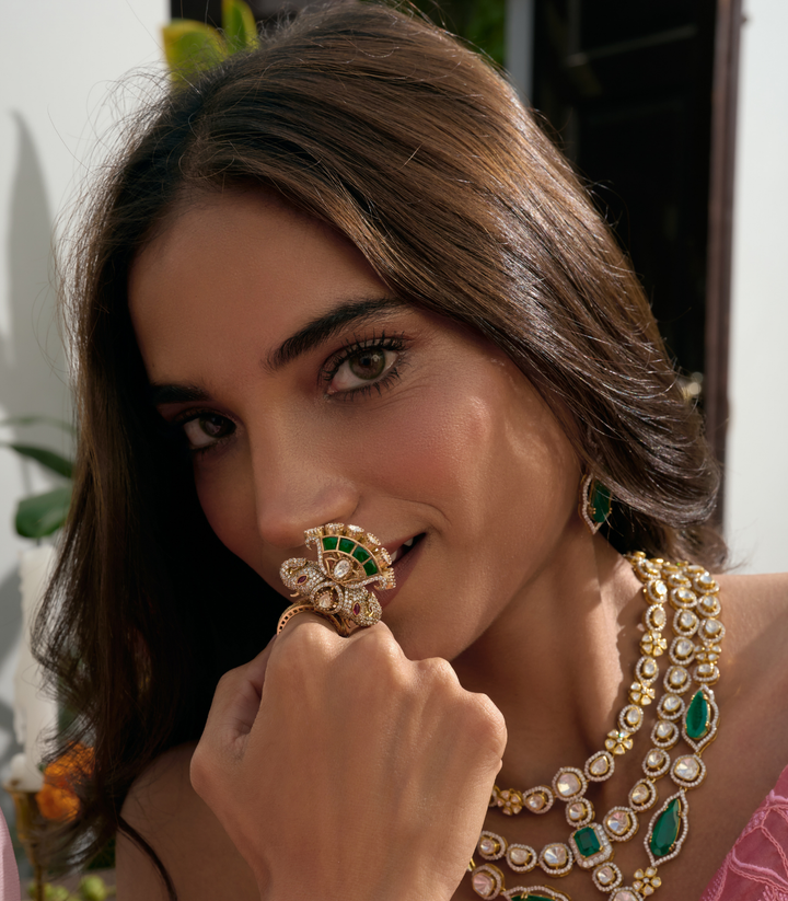 MAHI GREEN POLKI RING