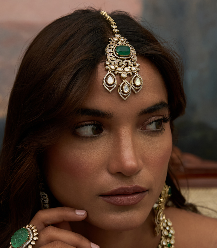 DEVIKA GREEN KUNDAN NECKLACE SET