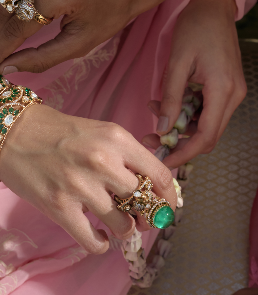 GEETIKA GREEN POLKI RING