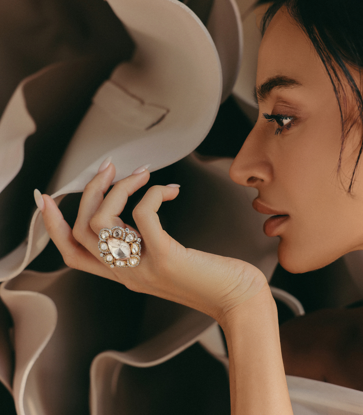 KYRA GOLD PLATED POLKI RING