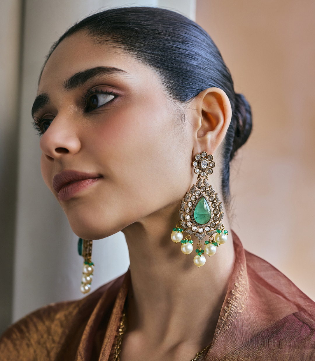 TRISHA RED & MINT POLKI NECKLACE SET
