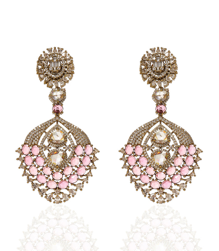 ANVI PINK ROSE CUT NECKLACE SET