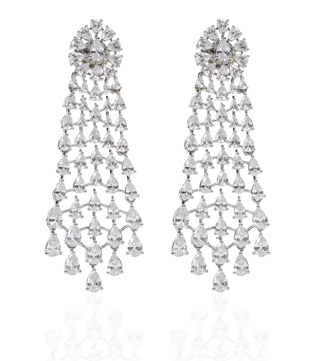 MAHI SILVER FINISH ZIRCON NECKLACE SET