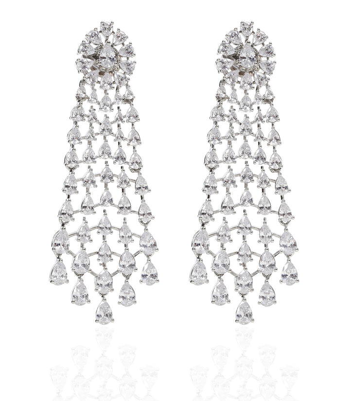 MAHI SILVER FINISH ZIRCON NECKLACE SET