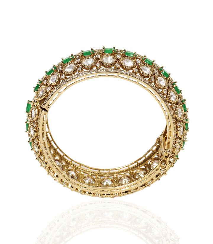 SHREVANYA GREEN POLKI BANGLES
