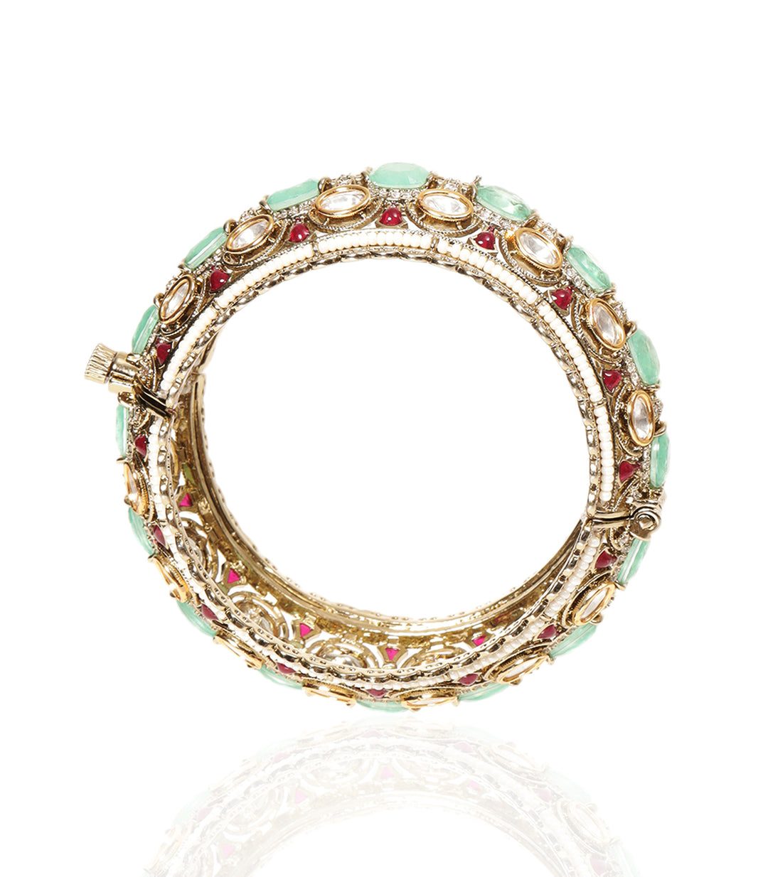 PRIYA RUBY & MINT POLKI BANGLES