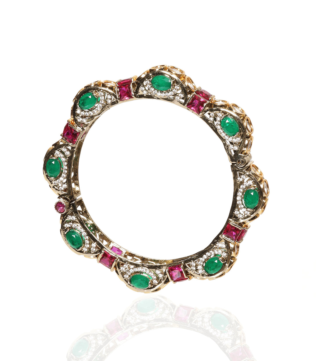 RADHIKA RED & GREEN POLKI BANGLES