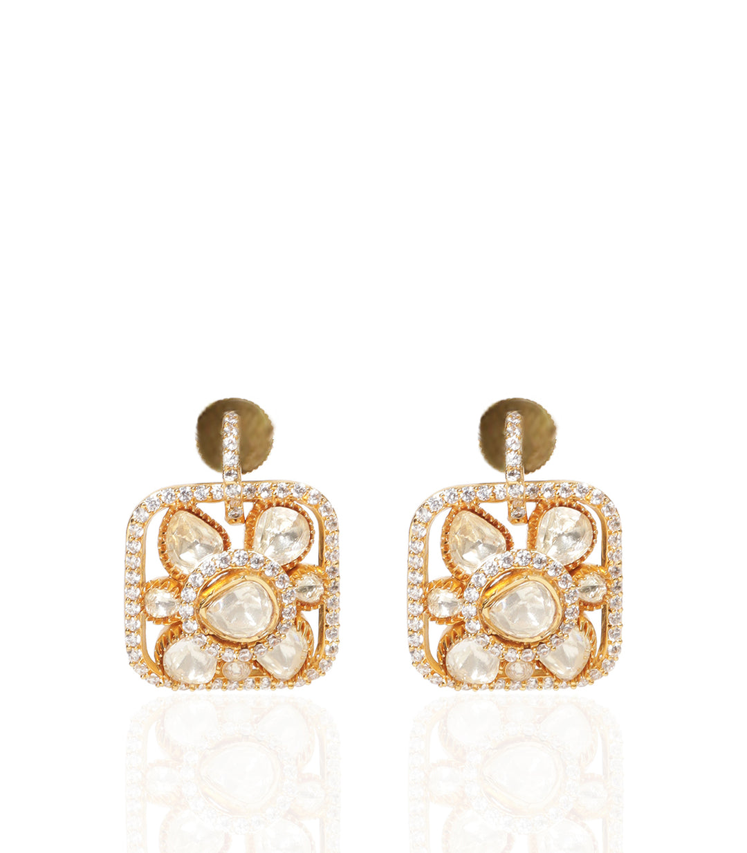PARNIKA GOLD PLATED POLKI NECKLACE SET