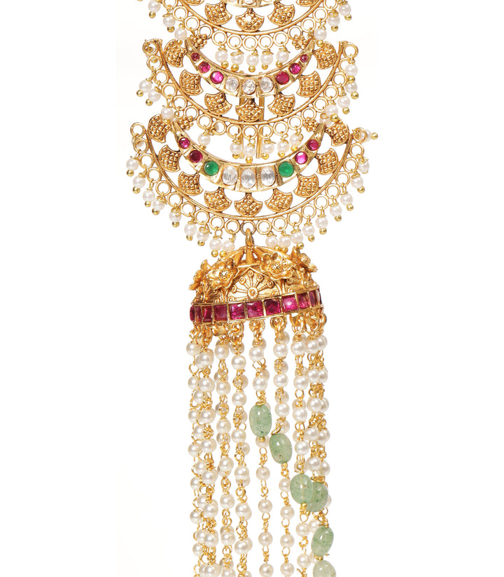 SAMAR RED & GREEN KUNDAN CHOTI