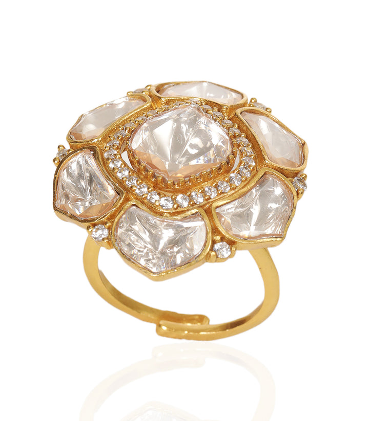 RUDRA GOLD PLATED POLKI RING