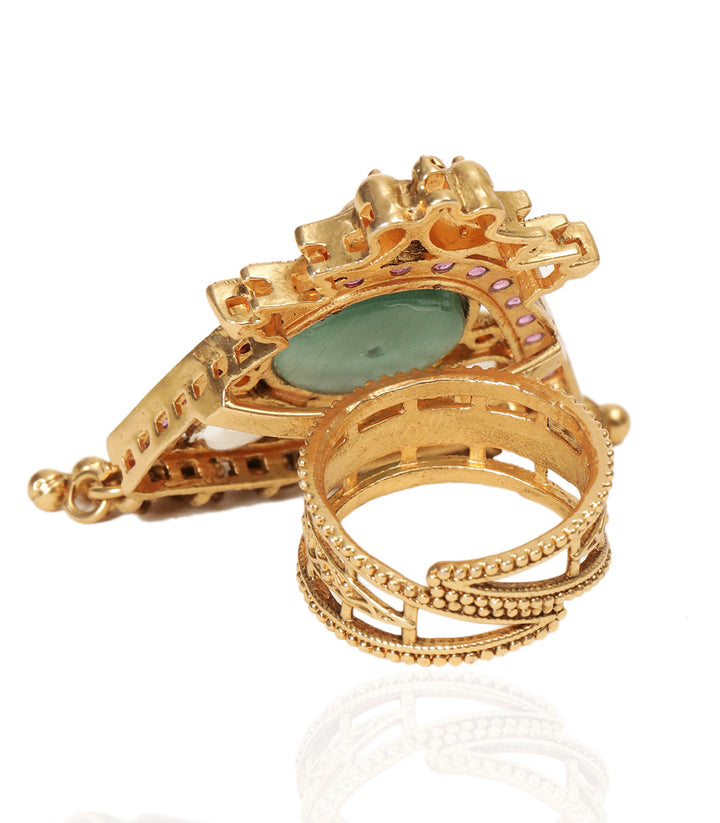 KANHA RED & MINT KUNDAN RING