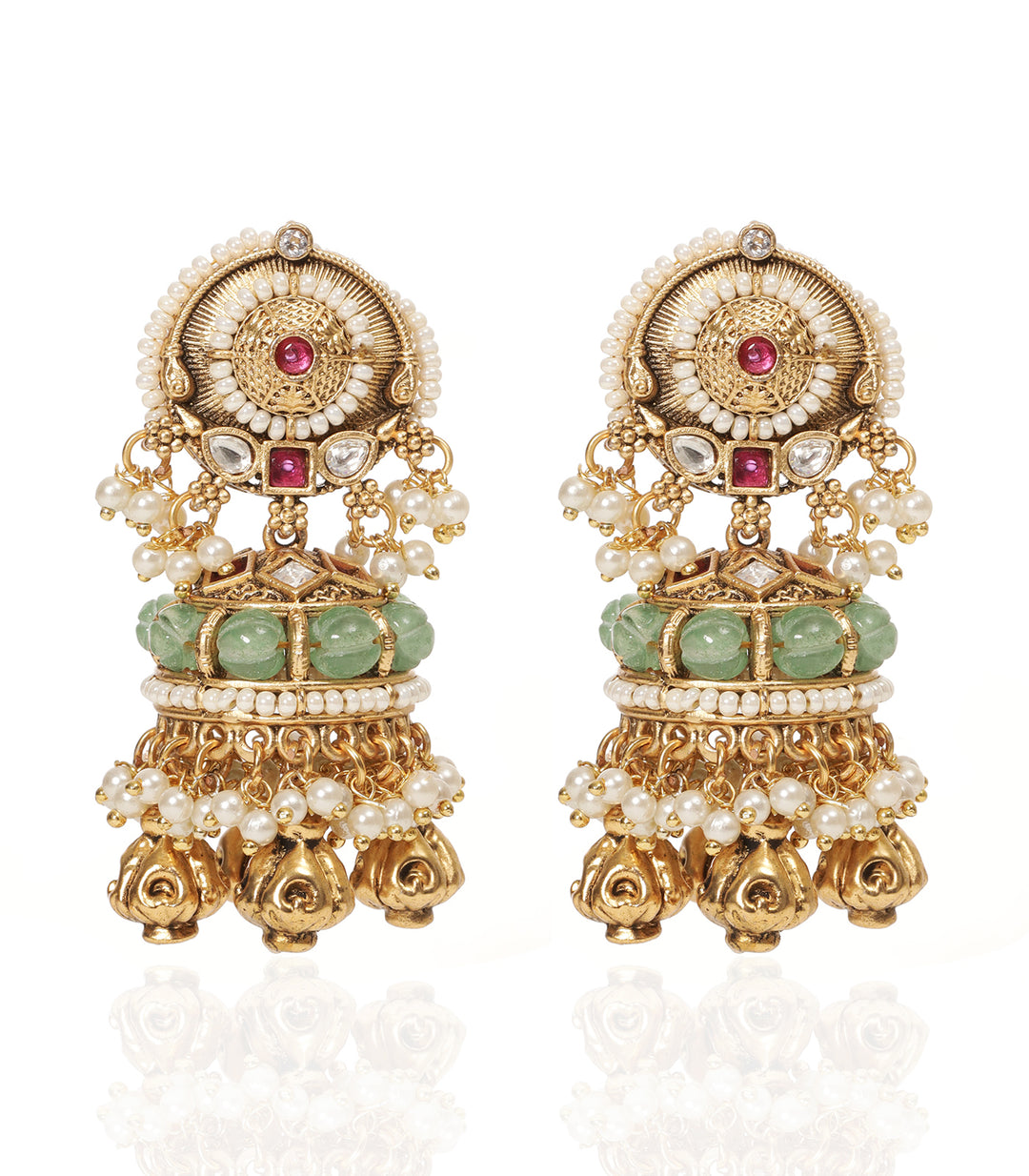 LAKSHITA RED & GREN KUNDAN NECKLACE SET