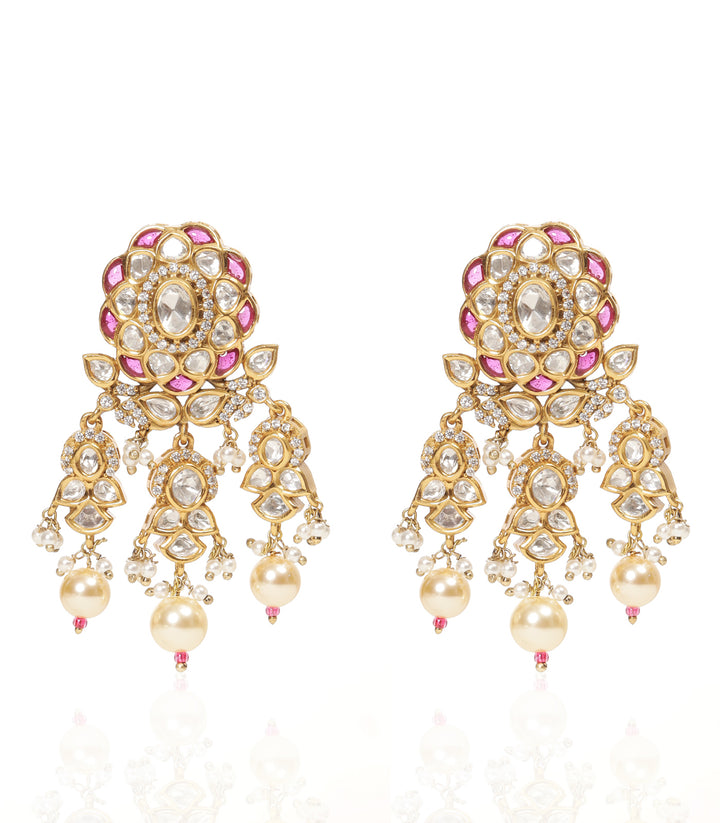 PRISHA RED & GREEN POLKI NECKLACE SET