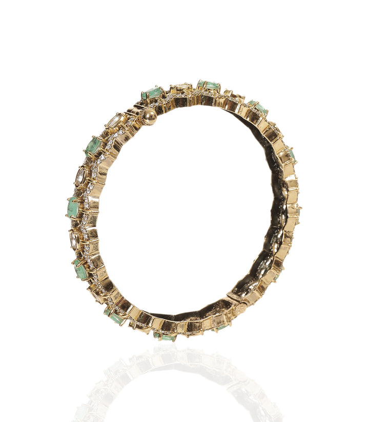 SAMAR MINT ANTIQUE FINISH POLKI BANGLES