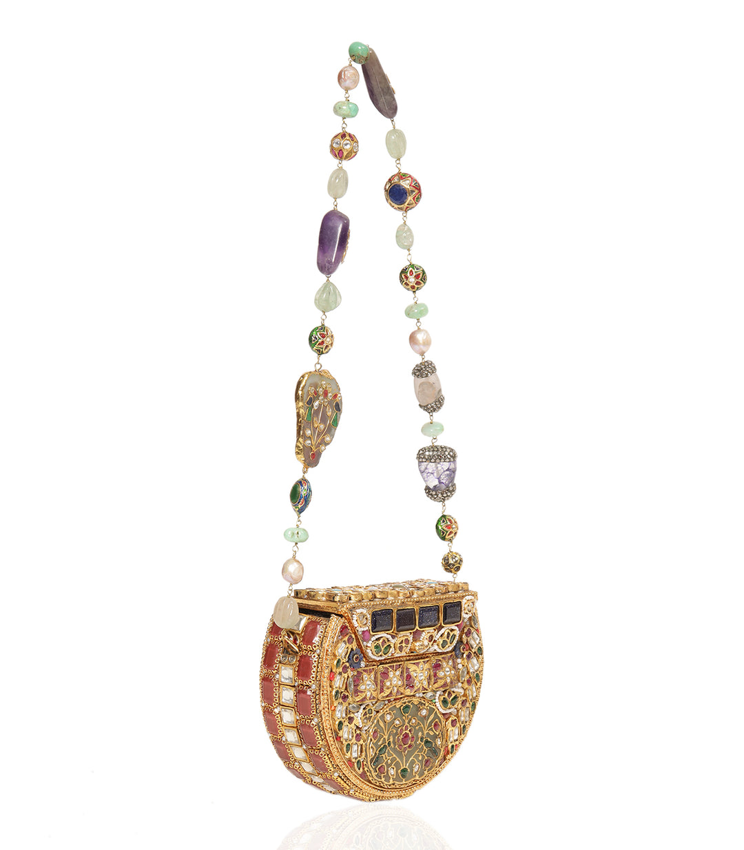 MIRA RED & GREEN KUNDAN HAND BAG