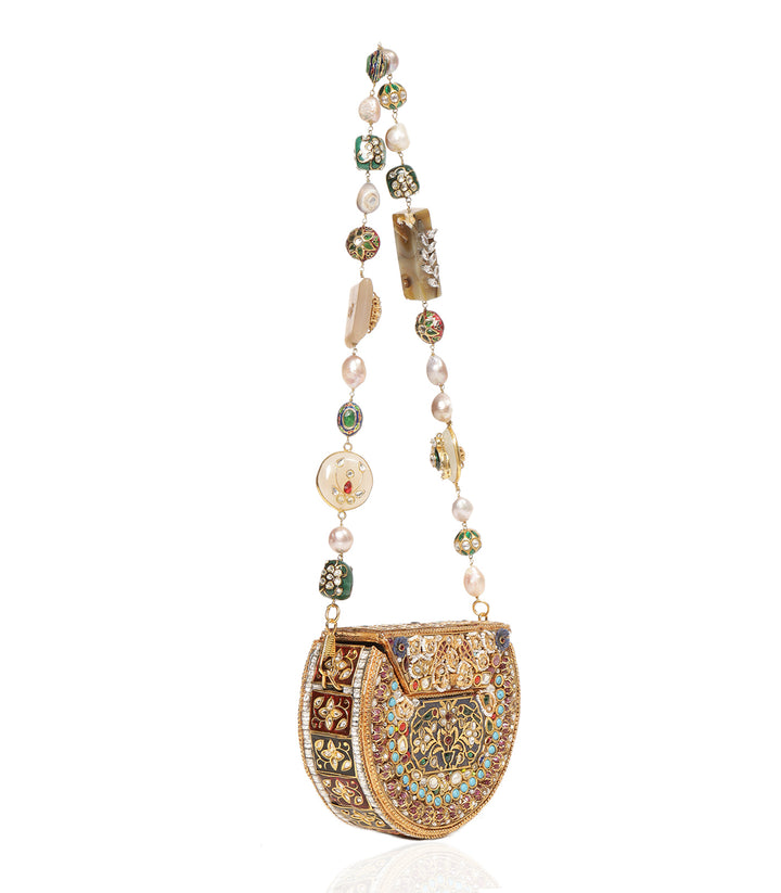 NITARA RED & GREEN KUNDAN HAND BAG