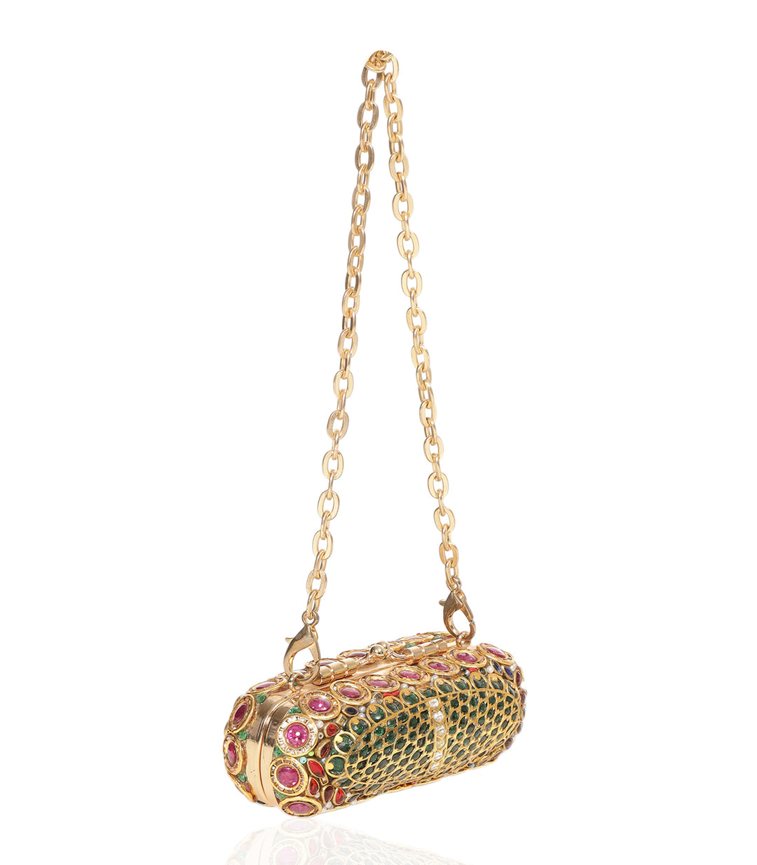 RANI RED & GREEN KUNDAN HAND BAG