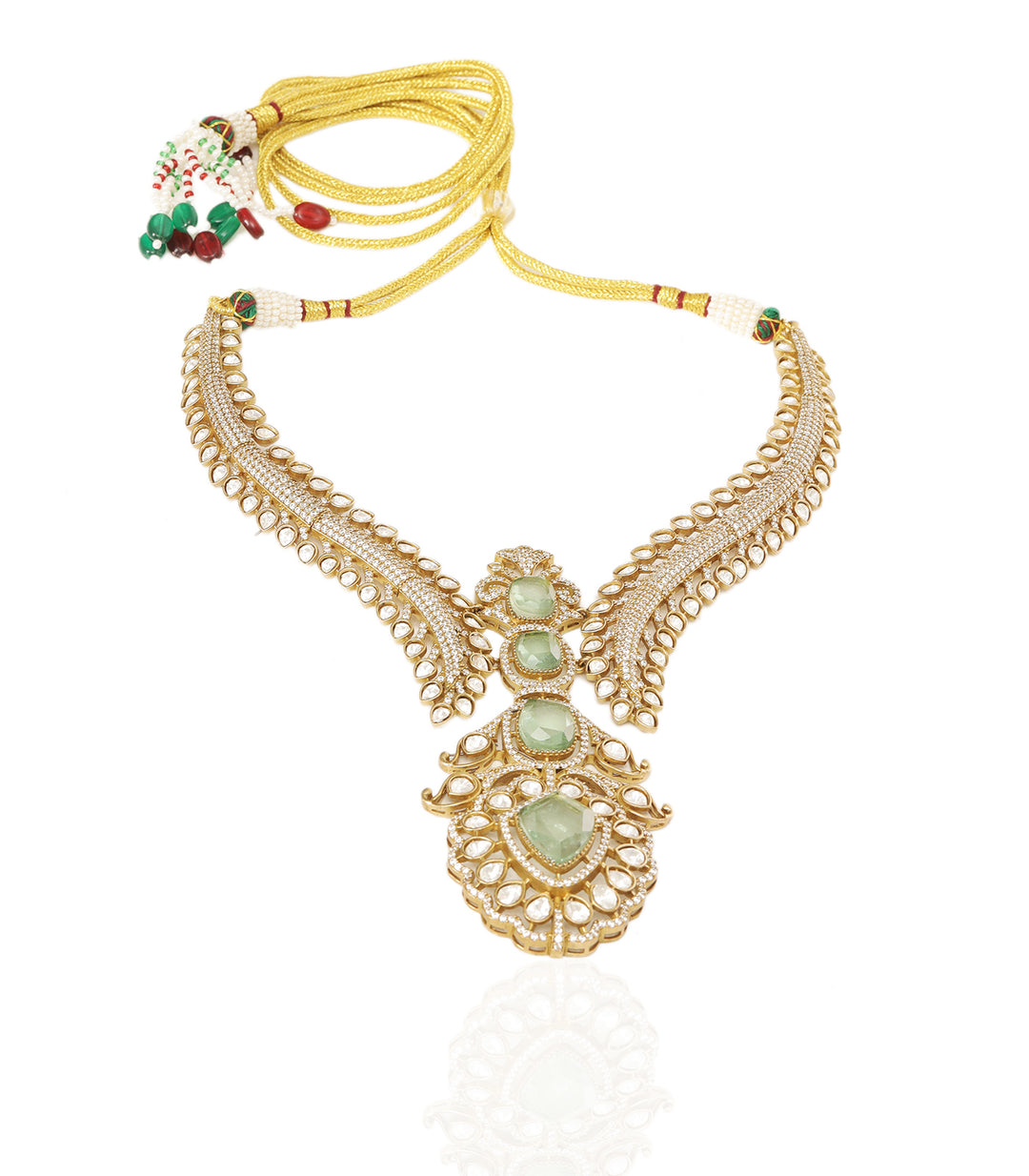 YASHIKA MINT POLKI NECKLACE SET